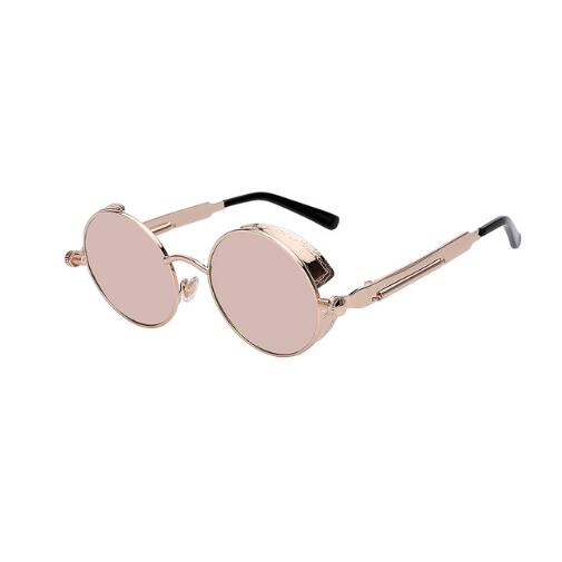 Round Metal Steampunk Sunglasses for Men Women