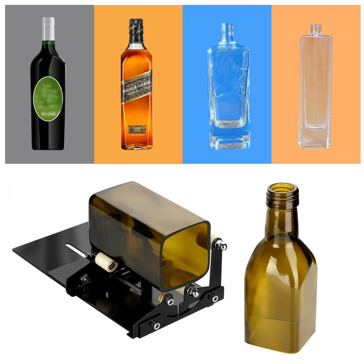 
  
  Glass Bottle Cutter Square and Round Wine Beer Glass Sculptures Cutter for DIY Glass Cutting Machine Metal Pad Bottle Holder
  
