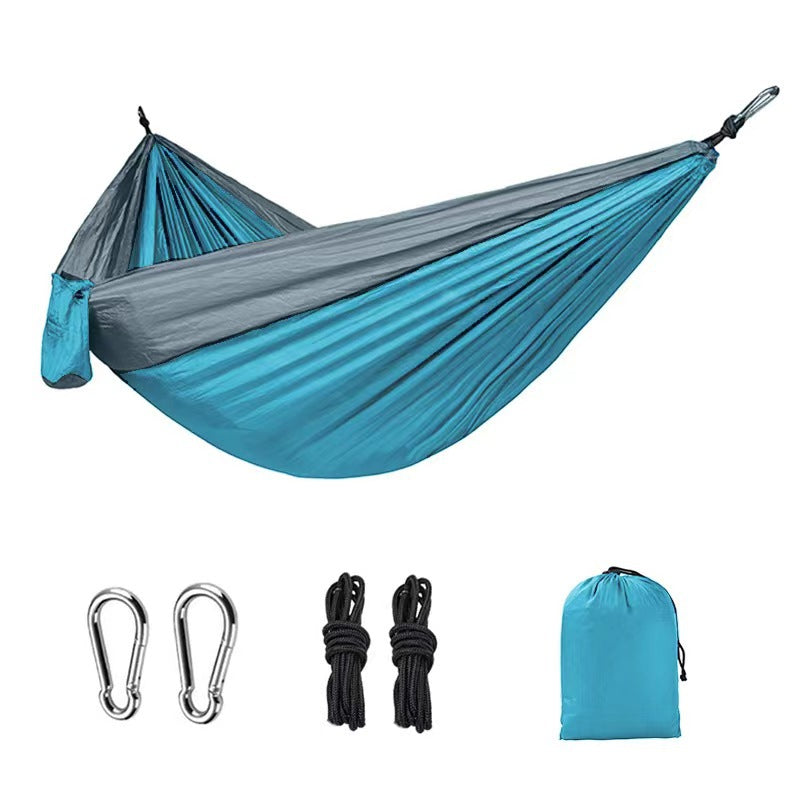 
  
  Outdoor Hammock Camping Single And Double Parachute Fabric Color Matching Hammock Widened Swing Indoor Leisure
  
