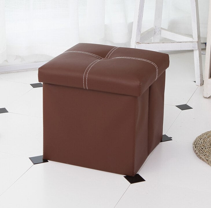 
  
  12 inch Non-slip Foldable Ottoman Storage Stool Leather Footstool Storage Box Small Sofa Chair Bench Box Home Organizers Box
  
