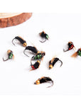 LEO 40pcs/box Fly Fishing Flies Lure High Carbon Steel Fly Tying Hooks for Trout Fishing Artificial Flies