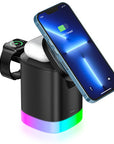 3 In 1 Magnetic Wireless Fast Charger For Smart Phone RGB Ambient Light Charging Station For Airpods IWatch