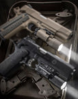 Tactica Flashlight X300-B/X300U-B/XU35: metal pistol gun strobe LED lights for 20mm rails, ideal for airsoft and hunting.