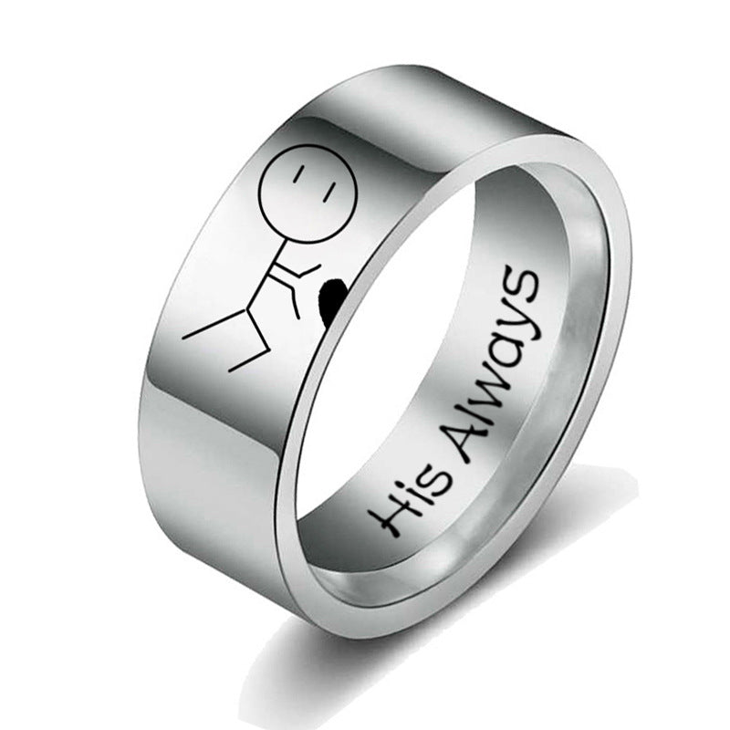 
  
  Women His Queen Stainless steel Ring Silver Color Simple Design Her King Couple Ring Wedding Ring for Female Men
  
