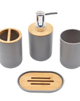 Light Luxury Bamboo and Wood Bathroom Set, Wash Basin, Table Top, Toilet Supplies, Plastic Toilet Brush, Garbage Bin