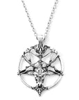 Fashion Vintage Women Men Pentagram Pan God Skull Goat Head Pendant Chain Necklace Jewelry