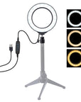 12cm USB 3 Modes Dimmable LED Ring Vlogging Photography Video Lights with Cold Shoe Tripod Ball Head