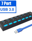 USB 3.0 Hub USB Hub 3.0 Multi USB Splitter 3 Hab Use Power Adapter 4/7 Port Multiple Expander 2.0 USB3 Hub with Switch for PC