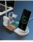 10W 7 in 1 Wireless Smart Desk Charging Dock Station Fast Charge Multifuntional Mobile Phone Watch Headsets Charging Station