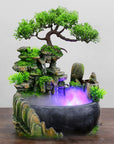 Wealth Feng Shui Company Office Tabletop Ornaments Desktop Flowing Water Waterfall Fountain With Color Changing LED Lights Spray