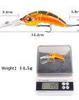 Wide Tongue Deep Dive ABS Rock Mino 10.4cm 14.5g Bead+Enhanced Three Hook Simulated Worm shaped Fake Bait