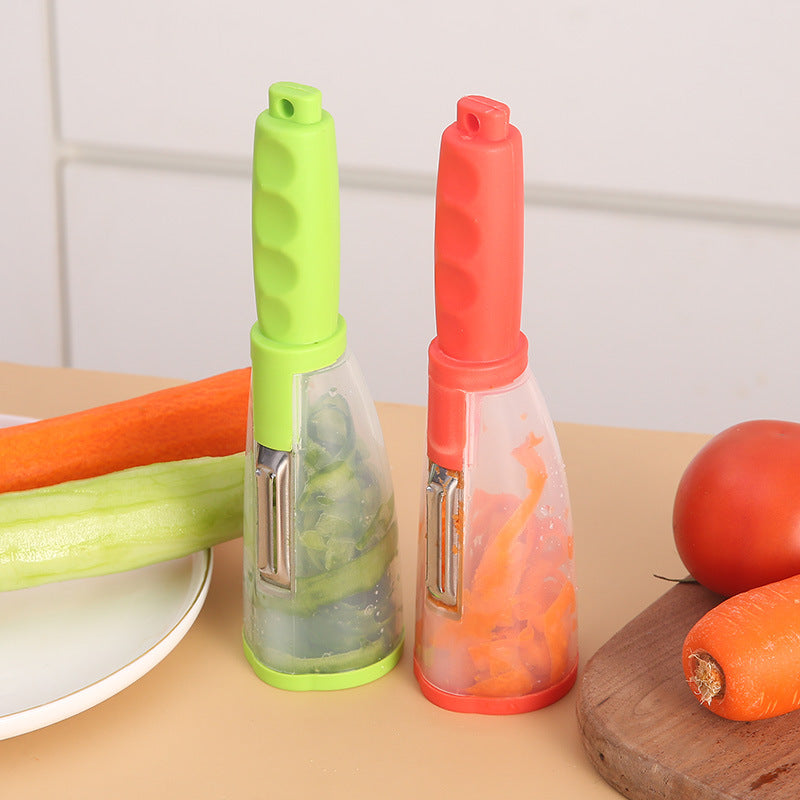 
  
  Peeler With Handle Roll Skin Tube Storage Box  Apple Carrot Cucumber Stainless Steel Multi-Function Storage Type Peeling Knife
  
