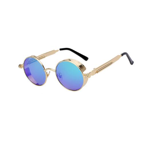 Round Metal Steampunk Sunglasses for Men Women