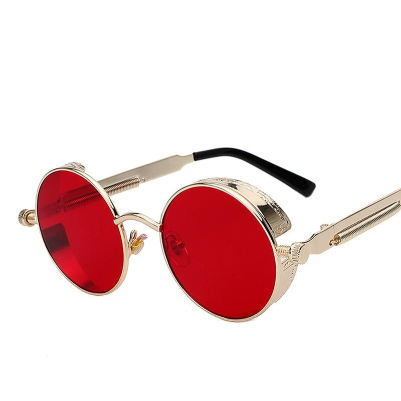 
  
  Round Metal Steampunk Sunglasses for Men Women
  
