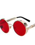 Round Metal Steampunk Sunglasses for Men Women