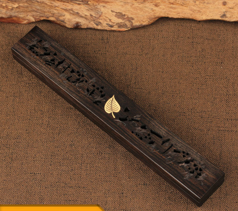 
  
  Wooden thread incense box, black sandalwood inlaid with boxwood, sleeping incense burner, incense burner, household indoor agarw
  
