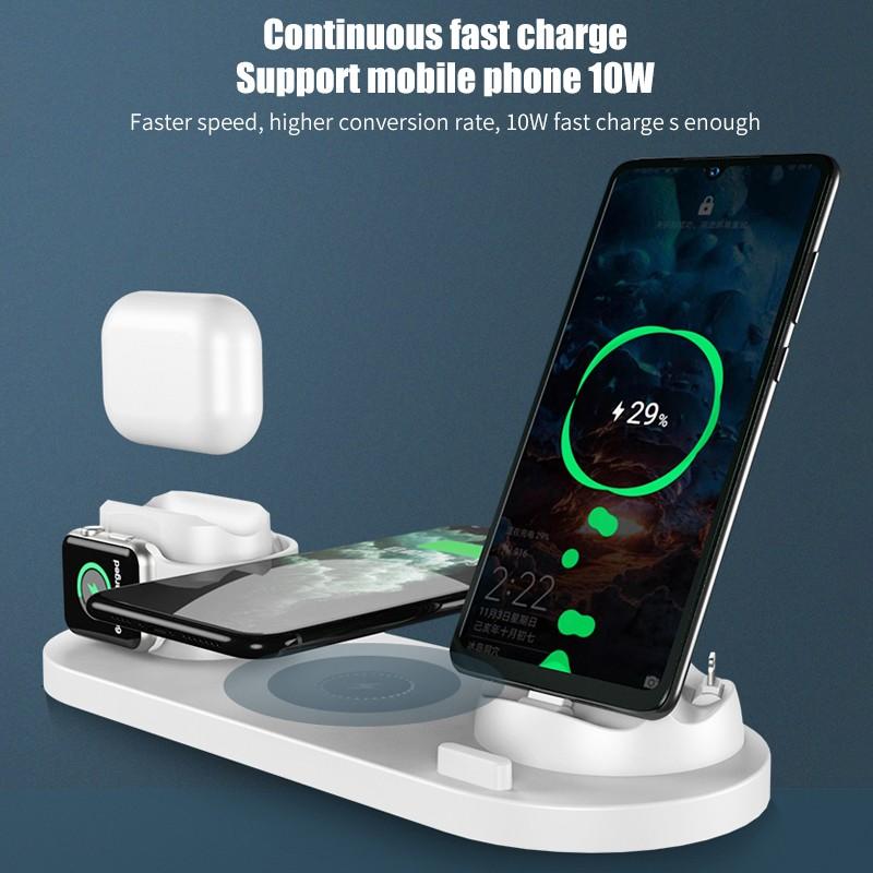 
  
  6 in 1 Wireless Charger Dock Station for iPhone/Android/Type-C USB Phones 10W Qi Fast Charging For Apple Watch AirPods Pro
  
