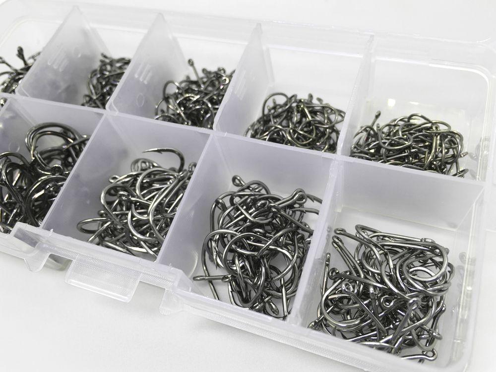 
  
  Rompin 500pcs/set mixed size #3~12 high carbon steel carp fishing hooks pack with hole with Retail Original box Jigging Bait
  
