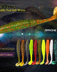 AFISHLURE 6pcs/lot T Tail Soft Worm 3.2g 75mm Paddle wobbler fishing lure for bass Fishing Bait Grub Swimbait