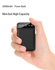 20000mAh Mini Charger Portable Two-way Fast Charging Power Bank Digital Display External Battery for iPhone Xiaomi Samsung