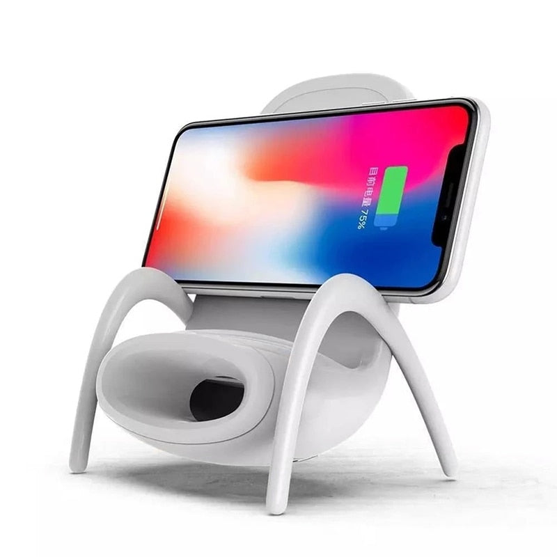 
  
  Portable Mini Chair Wireless Charger Supply For All Phones Multipurpose Phone Stand With Musical Speaker Function Charger
  
