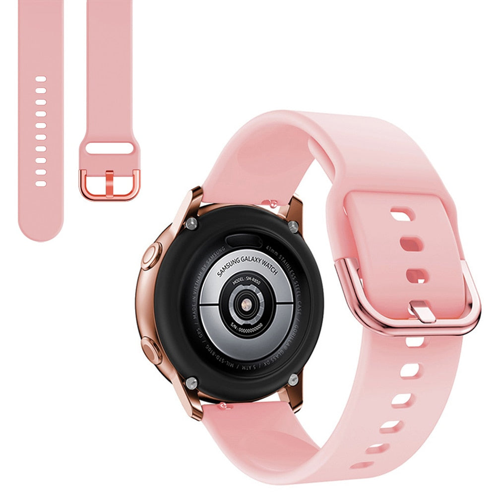 Suitable for Samsung Galaxy Watch Active2 Solid Color Silicone Strap 20/22mm Universal Strap