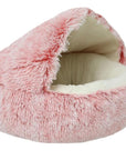 Pet Dog Cat Bed Round Plush Cat Warm Bed House Soft Long Plush Bed For Small Dogs For Cats Nest 2 In 1 Cat Bed