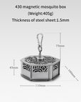 Outdoor Magnetic Mosquito Incense Box Camping Portable Stainless Steel Windproof Hollow Multi functional Mosquito Incense Plate