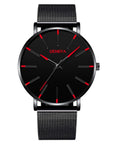 Minimalist Men's Fashion Ultra Thin Watches Simple Men Business Stainless Steel Mesh Belt Quartz Watch Relogio Masculino