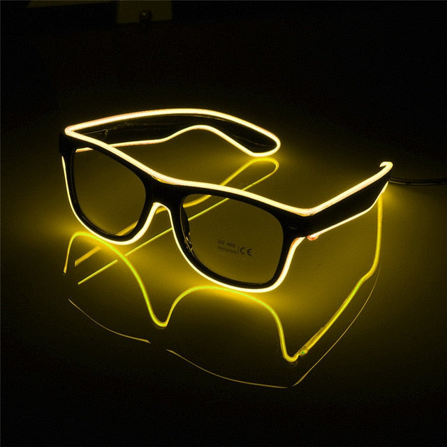 
  
  Voice control EL Wire LED Glasses Glowing Party Supplies Lighting Novelty Gift Bright Light Festival Party Glow Sunglasses
  
