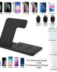 15W Qi Fast Wireless Charger Stand For iPhone 11 XR X 8 Apple Watch 4 in 1 Foldable Charging Dock Station