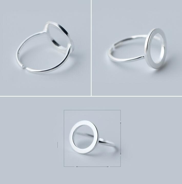 
  
  Jisensp Minimalist Jewelry Silver Color Geometric Rings for Women Adjustable Round Triangle Heartbeat Finger Ring bague femme
  
