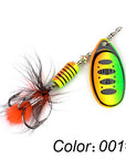 FTK 1pc Spinner Bait 7.5g 12g 17.5g Hard Spoon Bass Lures Metal Fishing Lure With Feather Treble Hooks For Pike Fishing