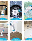 Electric Spin Scrubber Turbo Scrub Cleaning Brush Cordless Chargeable Bathroom Cleaner with Extension Handle Adaptive Brush Tub