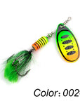 FTK 1pc Spinner Bait 7.5g 12g 17.5g Hard Spoon Bass Lures Metal Fishing Lure With Feather Treble Hooks For Pike Fishing