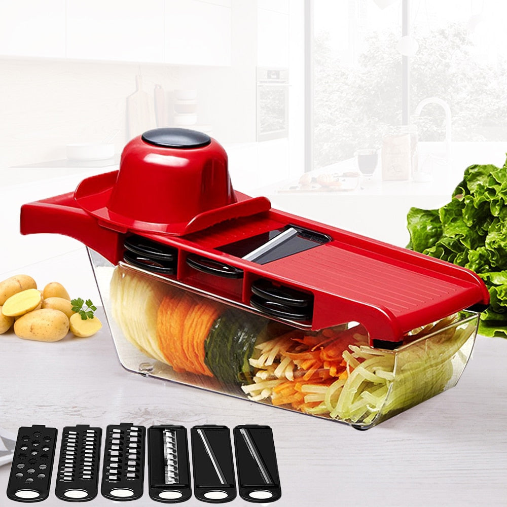 
  
  Mandoline Slicer Vegetable Cutter with Stainless Steel Blade Manual Potato Peeler Carrot Cheese Grater Dicer Kitchen Tool
  
