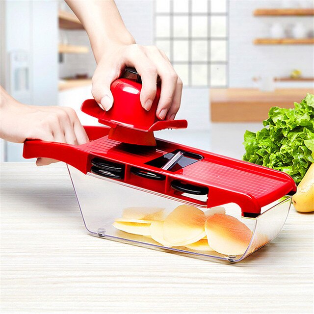 
  
  Mandoline Slicer Vegetable Cutter with Stainless Steel Blade Manual Potato Peeler Carrot Cheese Grater Dicer Kitchen Tool
  
